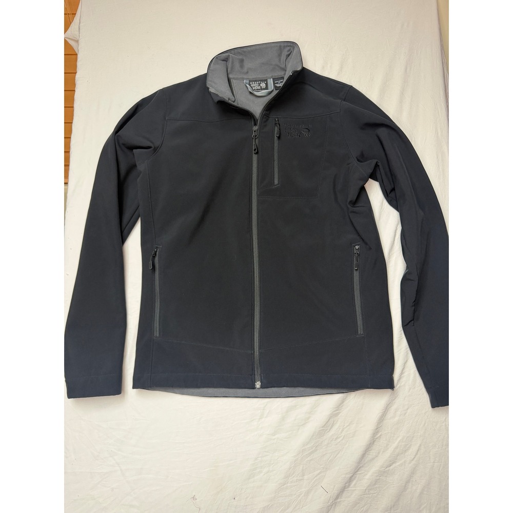 Mountain Hardwear Mens Black Softshell Fleece Lined Full Zip Jacket Small